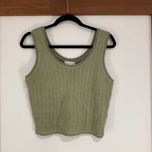 House of Harlow 1960 Olive Green Knit Crop Tank Top L Cottagecore Romantic